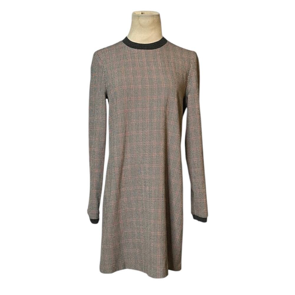 Zara houndstooth long sleeves sheath mini dress size Small